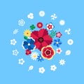 Digital vector blue flowers set icons Royalty Free Stock Photo