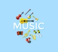 Digital vector blue music instruments Royalty Free Stock Photo