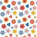 Digital vector blue red flowers set Royalty Free Stock Photo