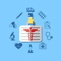 Digital vector blue red pharmacy medical icons Royalty Free Stock Photo