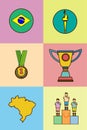 Digital vector brasil sport icons set Royalty Free Stock Photo