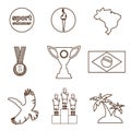 Digital vector brasil sport icons set Royalty Free Stock Photo