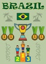 Digital vector brasil sport icons set, flag Royalty Free Stock Photo