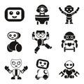 Digital vector companion robots icons set