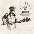 Digital vector detailed line art bakery Royalty Free Stock Photo