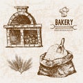 Digital vector detailed line art bakery Royalty Free Stock Photo