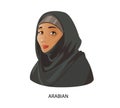 Digital vector funny cartoon arabian woman