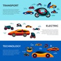 Digital vector future car simple icons Royalty Free Stock Photo