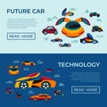 Digital vector future car simple icons Royalty Free Stock Photo