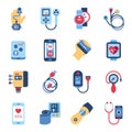 Digital vector health sensor icons set Royalty Free Stock Photo