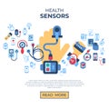 Digital vector health sensor icons set Royalty Free Stock Photo