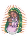 Digital illustration of Virgin Mary with Baby Jesus Royalty Free Stock Photo