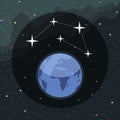 Digital vector planet earth icon with stars Royalty Free Stock Photo