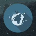 Digital vector planet earth icon with stars Royalty Free Stock Photo