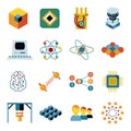 Digital vector quantum computing icon set