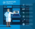 Quantum computing icons set