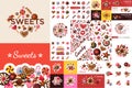 Digital red brown sweet candies icons Royalty Free Stock Photo