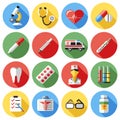 Digital vector red yellow blue medical icons Royalty Free Stock Photo