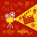 Digital vector red yellow cinema Royalty Free Stock Photo