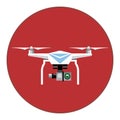 Digital vector white drone with recording camera