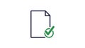 Digital verification icon with green checkmark on blank screen tablet device for approval success confirmation in business or Royalty Free Stock Photo