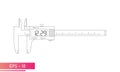 Digital vernier caliper with display and numeric scale in contour design with lines. Tools for technical specialists