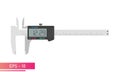 Digital vernier caliper with display and numeric scale. Tools for technical specialists. Flat vector illustration.
