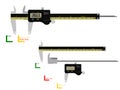 Digital vernier caliper on transparent background. There are 3 components which are perfect assembly for your own composition