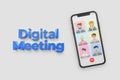 Digital video call meeting business concept on the isolated white background