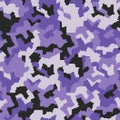 Digital violet camouflage seamless pattern. Purple color camo, urban texture. Vector illustration