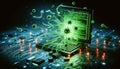 Digital Virus Illustration on Computer Environment