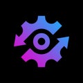 Digital vision icon, gear and eye sign on black background. Vector illustration. EPS 10