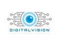 Digital vision - vector logo template concept illustration. Abstract human eye creative sign. Security technology and surveillance