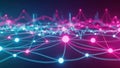 A digital visualization of a complex interconnected neural network with glowing data signal waves Royalty Free Stock Photo