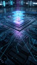 Futuristic Semiconductor CPU Chip for Big Data Processing Royalty Free Stock Photo