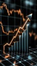 Digital visualization displays a growing trend with ascending bars and arrows, indicating positive market movement and potential Royalty Free Stock Photo