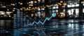 Digital visualization displays a growing trend with ascending bars and arrows, indicating positive market movement and potential Royalty Free Stock Photo