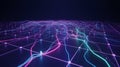 Digital Visualization of a Futuristic Network with Glowing Lines and Nodes digital futuristic Royalty Free Stock Photo