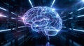 Glowing Digital Brain Visualization with Neural Networks and Data Analytics Royalty Free Stock Photo