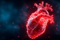 Digital visualization of a human heart with interconnected neural network elements Royalty Free Stock Photo