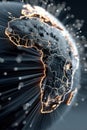Digital visualization of illuminated Earth showcasing network connections and data flow Royalty Free Stock Photo
