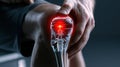 A digital visualization of knee pain and nerve pathways in a clinical setting, highlighting advanced medical diagnostics and Royalty Free Stock Photo