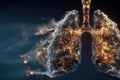 Digital Visualization of Lungs Using Glowing Neural Network Connections Royalty Free Stock Photo