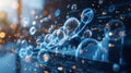 Digital visualization showcases data trends and predictions through dynamic graphics and isolated bubble effects