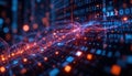 Digital Visualization Showcasing Vibrant Data Streams and Binary Codes in a Dark Environment Royalty Free Stock Photo