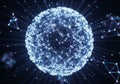 A digital visualization of a spherical network structure composed of interconnected glowing nodes Royalty Free Stock Photo
