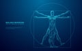 Digital Vitruvian Human. Da Vinci Anatomy Body.