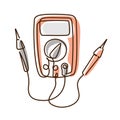 Digital voltmeter multimeter isolated thin line icon. Continuous Royalty Free Stock Photo