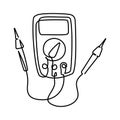 Digital voltmeter multimeter isolated thin line icon. Continuous Royalty Free Stock Photo