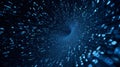 Digital vortex displaying flowing binary data in deep blue hues Royalty Free Stock Photo